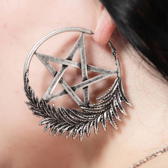 Killstar Penta Faune Silver Hoop Earrings - Brand New - Picture 2 of 3